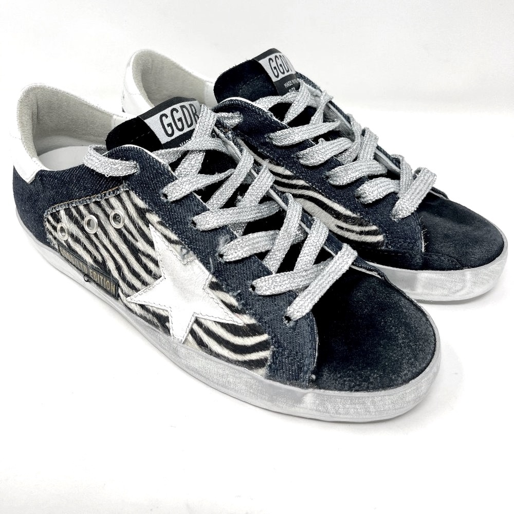 Golden Goose Superstar Women Sneakers Horsy Zebra Denim LTD Edition US 7 EU 37